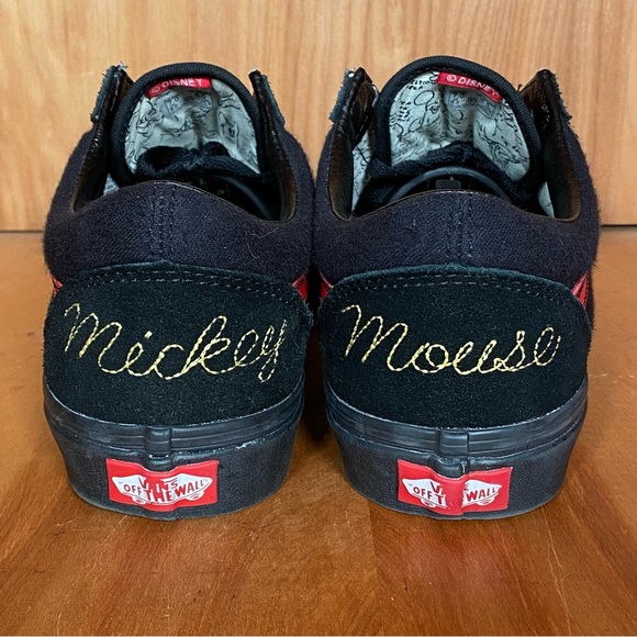 Womens 8.5 Vans Off The Wall Old Skool Mickey Mouse Club Black Red - Picture 4 of 8